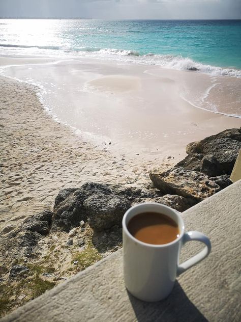 Morning coffee at Dover Beach #barbados #doverbeach #coffee Coffee By The Beach, Dover Beach, Breakfast On The Beach, Coffee Pictures, St Lawrence, Coffee Photography, Aesthetic Coffee, Good Morning Coffee, Beach Hotel