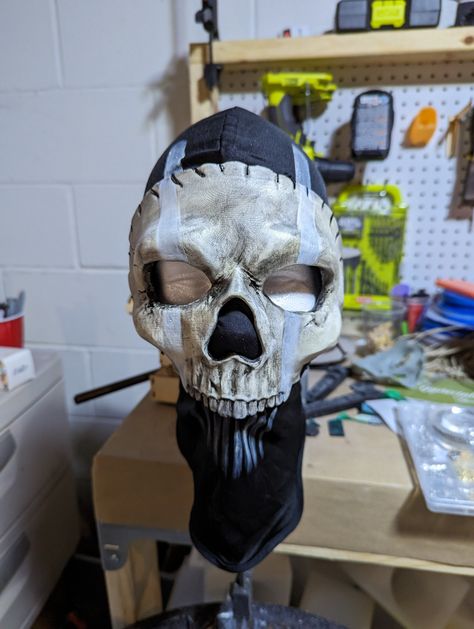 Grab the iconic mask for your next costume/cosplay piece! It is lightweight and comfortable to wear, so you can wear it for extended periods. Whether you're looking to add it to your cosplay outfit or just want to display it on your shelf, this will make a great addition to your space! Made from high quality resin and hand painted so every mask will be slightly unique! This is offered in 2 variations: - Skull Only: This is just the skull mask. It comes already painted and contains holes around t