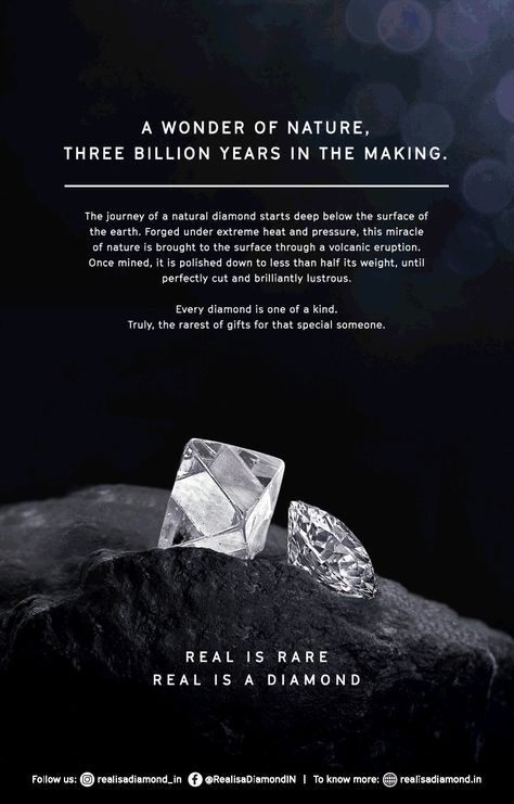 real-is-a-diamond-real-is-rare-ad-times-of-india-delhi-05-09-2019 Real Is Rare, Diamond Creative Ads, Diamond Campaign, Diamond Poster, Diamond Ads, Jewellery Creative Ads, Diamond Advertisement, Luxury Diamond Jewelry With Certificate Of Authenticity, Diamond Graphic Design