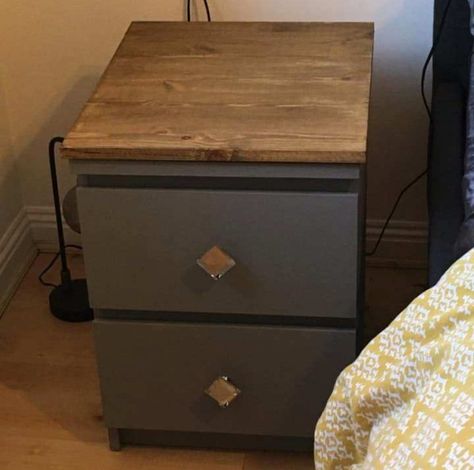 Mrs Hinch fan transforms boring Ikea furniture using cheap paint and new handles from TK Maxx Ikea Malm Bedside, Malm Bedside Table, Upcycle Bedside Table, Bedside Table Makeover, Ikea Malm Drawers, Bedside Table Ikea, Ikea Furniture Makeover, Ikea Drawers, Mrs Hinch