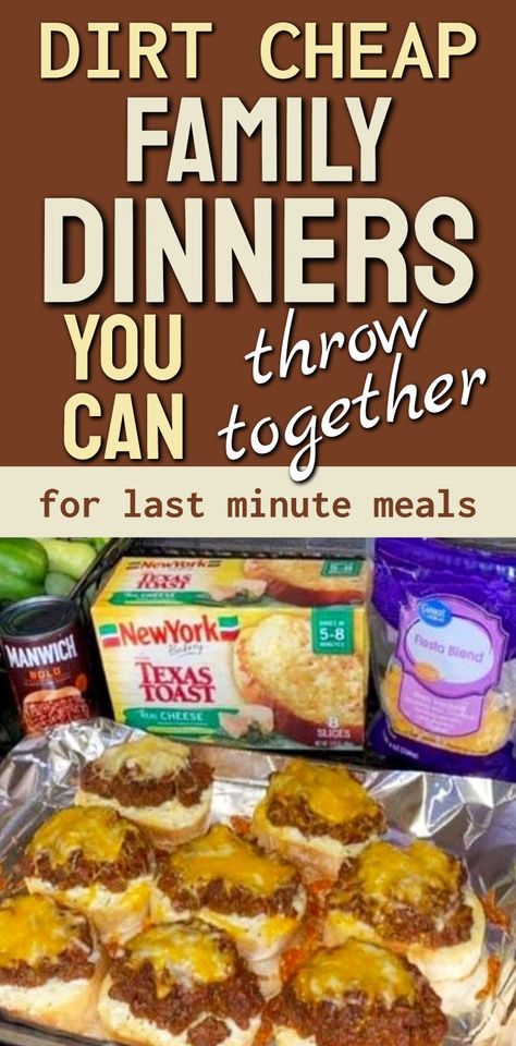 Dirt cheap family dinners you can throw together for last minute struggle meals on a budget Health Cheap Meals, Dinner Ideas For A Family Of 5, Meals To Stretch Your Budget, Working Mom Dinner Ideas, Cooking For 2 Recipes Main Dishes, Dinners For Big Families, Cheap Dinners For A Family Budget, Easy Crockpot Dump Meals, Struggle Meals