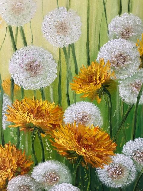 Yellow Dandelion Painting, Dandelion Oil Painting, Abstract Dandelion Painting, Field Of Dandelions Painting, Dandelion Field Painting, Dandelion Acrylic Painting, Dandelion Painting Acrylic, Dandilion Art, Dandelion Paintings