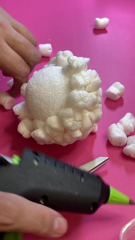 44 reactions · 11 comments | Let’s Fake Bake Popcorn Balls with Packing Peanuts! | Let’s Fake Bake Popcorn Balls with Packing Peanuts! Let’s turn trash to yummy Fake Bake treasures! #peepthisyall #fakebake #popcornball #nostalgia | By Peep This Y'all | Facebook Fake Bake Diy Halloween, Diy Popcorn Decorations, Fake Popcorn Diy, Foam Spray Crafts, Fake Marshmallows Diy, Christmas Fake Bakes, Fake Candy Diy, Popcorn Costume Diy, Packing Peanuts Crafts