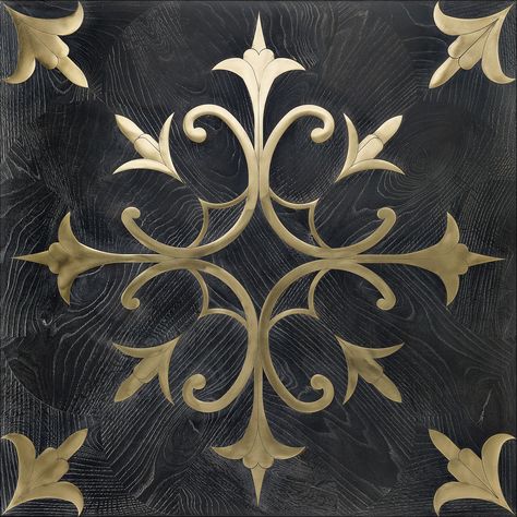 Artistic wood flooring from the Progènie line by I Vassalletti. 
Ancient oak, marble inlays, wood, metal, and other materials. Inlay Flooring, Wood Parquet Flooring, Wood Tile Floors, Solid Wood Flooring, Oak Hardwood, Wood Inlay, Parquet Flooring, Floor Patterns, Marquetry