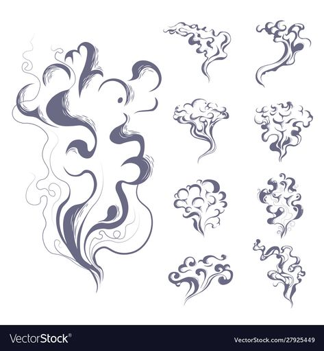 Blowing Air Drawing, Smoky Tattoo Design, How To Draw Steam, Vapor Tattoo, Evaporation Drawing, Steam Painting, Air Tattoo Ideas, Steam Tattoo, Steam Drawing