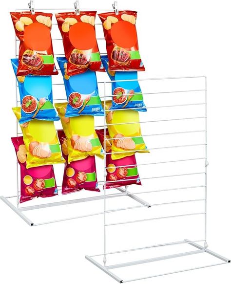 Amazon.com: Juexica 2 Pack Potato Chip Display Rack with 120 Clips Chip Bag Snack Holder Chip Rack Display Stand Metal Countertop Snacks Organizer Candy Cart for Retail Parties : Industrial & Scientific Snacks Organizer, Chip Display, Snack Holder, Snack Holders, Snack Organizer, Candy Cart, Potato Chip, Diy Holder, Snack Bags