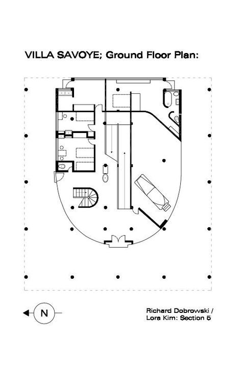 VILLA SAVOYE; Ground Floor Plan: - MyWeb at WIT Villa Savoye Floor Plan, Villa Savoye Plan, Paper Model Architecture, Le Corbusier Villa Savoye, Site Plan Design, Villa Savoye, Presentation Techniques, Villa Project, Model Architecture