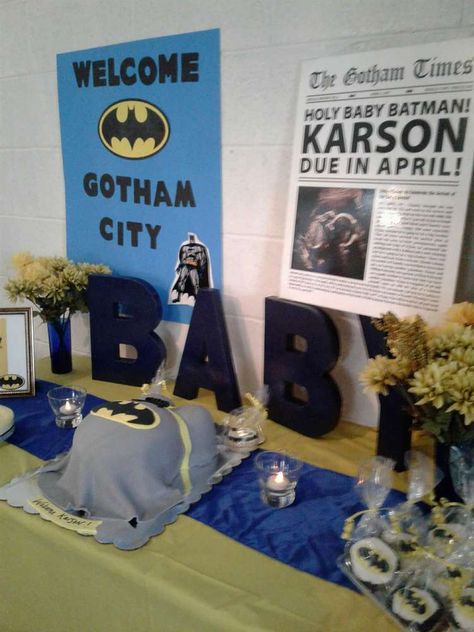 Batman Themed Baby Shower Ideas, Batman Baby Shower Ideas, Batman Baby Shower, Shower Pictures, Batman Baby, Baby Shower Pictures, Baby Batman, Bat Boys, Baby Shower Party Ideas