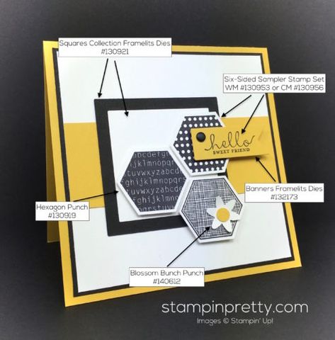 Stampin Up Anleitung, Hexagon Cards, Diamond Press, Mary Fish, Bee Cards, Hello Cards, Product List, Punch Cards, Fall Cards