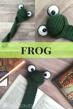 Frog Bookmark, Crochet Bookmarks Free Patterns, Marque-pages Au Crochet, Crochet Bookmark Pattern, Crochet Bookmark, Crochet Frog, Pola Amigurumi, Crochet Bookmarks, Creation Couture