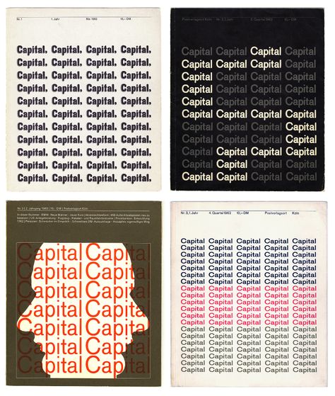 Capital | Karl Gerstner | via Flat File | Herb Lubalin Study Center Karl Gerstner, Editorial Concept, Herb Lubalin, Flat File, Karl Marx, Type Posters, Identity Art, Band Logos, Book Layout