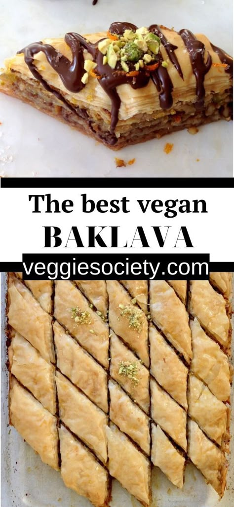 Vegan Baklava, Coconut Nectar, Vegan Pastries, Baklava Recipe, Vegan Snack Recipes, Vegan Baking Recipes, Lemon Syrup, Filo Pastry, Healthy Vegan Desserts