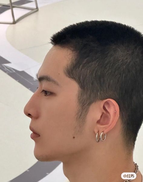 Buzzcut Reference, Buzzcut Side Profile, Asian Man Side Profile, Drawing Buzzcut, Side Burns Mens, Guy With Buzzcut, Overgrown Buzzcut Men, Buzzcut Asian Men, Buzz Cut Drawing Reference