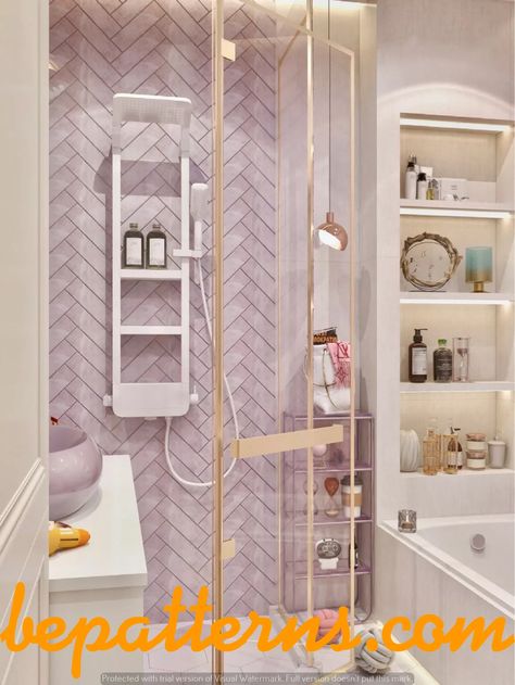 Home decor modern bathroom decoration ideas for beginners -aesthetic free ideas Pastel Purple Bathroom, Light Purple Bathroom Ideas, Lilac Interior Design, Pink And Purple Bathroom, Bathroom Ideas Girly, Bathroom Ideas Purple, Lilac Bathroom Ideas, Bathroom Decor Apartment Girly, Light Purple Bathroom