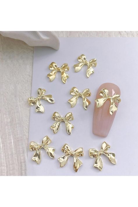 30Pcs Gold Bow Nail Charms Cute 3D Bow Alloy Nail Art Charms Kawaii Long Ribbon Bowknot Nail Designs Accessories Y2K Gold Big Bow Nail Decoration Supplies for Women Girls Nail Art Nails With Gold Charms, Nail Art Gold, Accessories Y2k, Nails With Gold, Bow Nail, Nail Art Charms, Gold Charms, Art Gold, Womens Nails