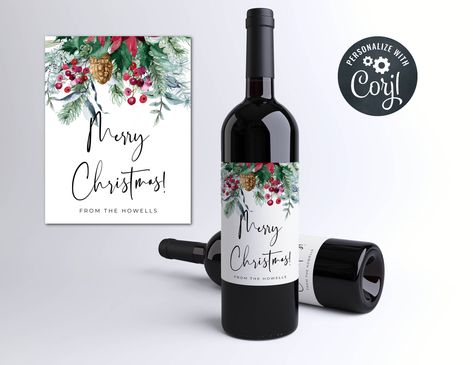 Christmas Wine Labels, Printable Wine Bottle Labels, Christmas Wine Bottle Labels, Christmas Wine Gift, Wine Bottle Label Template, Holiday Wine Label, Printable Halloween Invitations, Wine Label Template, Wine Label Printable