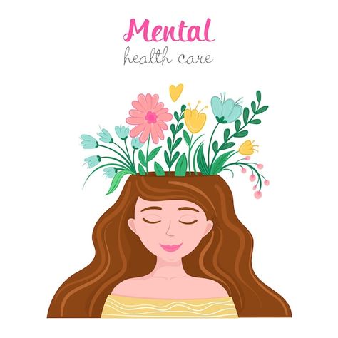 Vector illustration mental health care w... | Premium Vector #Freepik #vector #healthy-brain #wellbeing #self #men-illustration Mental Wellbeing Illustration, Men Illustration, Metal Health, Health Images, Woman With Flowers, Illustration Ideas, Mental Health Care, Healthy Brain, Mental Wellbeing