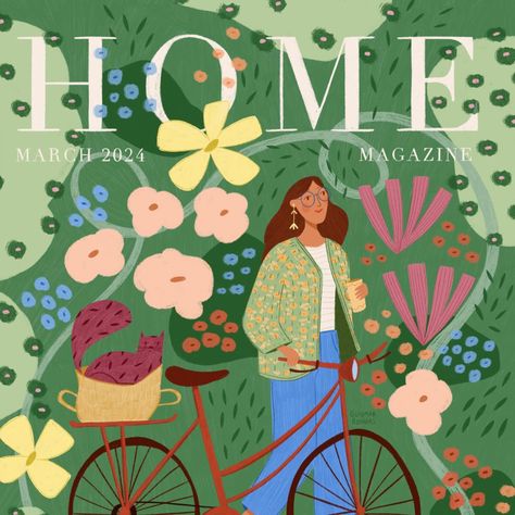 Dream project alert - illustrating a magazine cover! 🌿 As Spring is just around the corner and we can start to see little signs everywhere I decided to tackle my project of illustrating a magazine cover for my portfolio and this “spring issue” came to life. I very much have enjoyed the hand lettering and filling the layout with flowers throughout, it was really meditative. Have a look at the last slide to see a bit of the process and the first rough sketch I came up with. I will be adding t... Spring Illustration Design, Portfolio Cover Design, Daily Illustration, Summer Watch, Pen Work, Flower Notebook, Spring Illustration, People Drawing, Notebook Cover Design