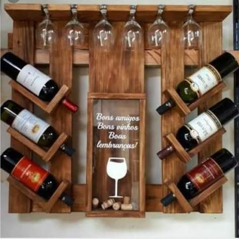 Botelleros Ideas, Wine Bottle Holder Diy, Wine Bottle Glass Holder, Home Bar Ideas, Wine Rack Design, Home Bar Rooms, Diy Home Bar, Wooden Wine Rack, Wine Shelves