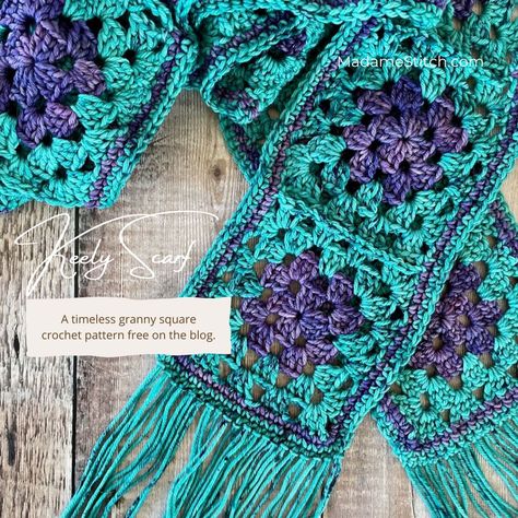 Make a cozy and stylish scarf with this beginner-friendly crochet granny square scarf pattern. Follow these easy instructions and create your own unique accessory. A timeless granny square becomes a stylish accessory. Crochet granny square scarves are a classic and versatile accessory that can add a touch of warmth and style to any outfit. Whether... Crochet Granny Stitch Scarf Free Pattern, Granny Sqare Scarf, Free Granny Square Scarf Pattern, Granny Square Scarves, Granny Square Scarf Crochet Pattern, Granny Square Scarf Crochet, Crochet Granny Scarf, Crochet Granny Square Scarf Pattern Free, Granny Square Crochet Scarf