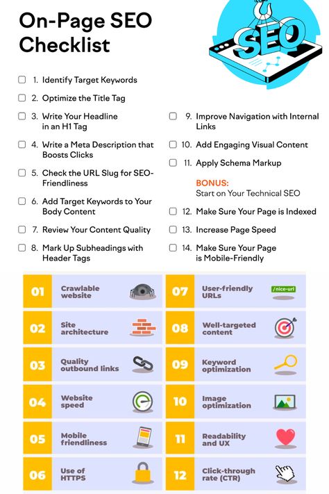 On-Page SEO Checklist Seo Marketing Tips, On Page Seo Checklist, Onpage Seo, Seo Wordpress, Seo Checklist, Seo Plan, Best Study Tips, Seo Writing, Seo Basics