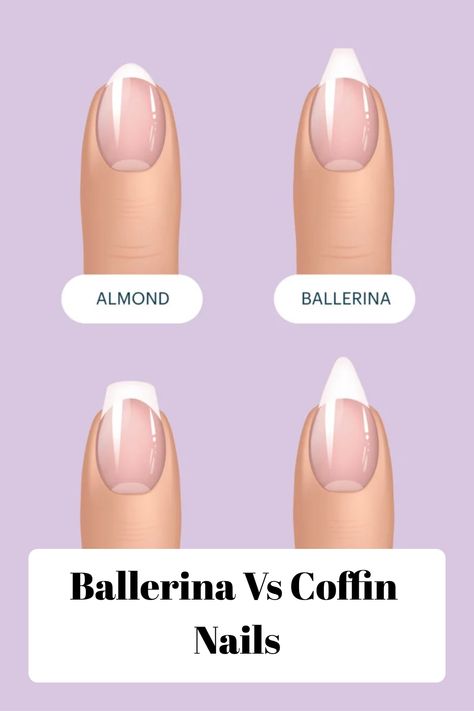 Ballerina Vs Coffin Nails Ballerina Shape Nails Ideas, French Tip On Ballerina Nails, Ballerina Nail Shape Long, Nail Shapes Ballerina Vs Coffin, Fall Ballerina Nails Short, Ballerina Nails Vs Coffin, Ballerina Shape Nails Short, Coffin Vs Ballerina Nails Shape, Almond Vs Coffin Shape