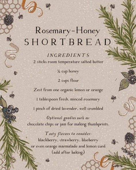 Honey Shortbread, Hygge Kitchen, Rosemary Honey, Cottagecore Recipes, The Crone, Kitchen Witch Recipes, Wooden Countertops, Cozy Hygge, Seasonal Produce