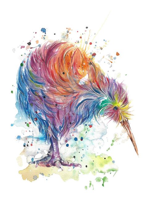 Kiwi Bird Painting, Kiwi Bird Drawing, Kiwi Bird Art, Kiwi Bird Tattoo, Art Deco Tattoo, Aquatic Art, Ballet Painting, Kiwi Bird, Animal Art Projects