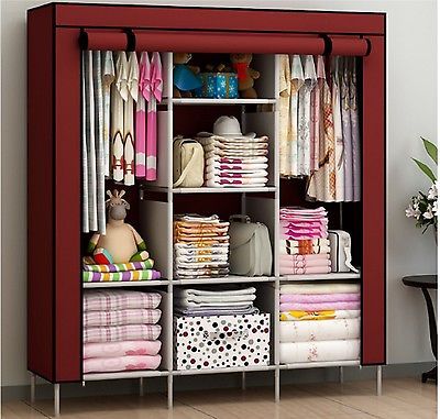 New Portable Bedroom Furniture Clothes Wardrobe Closet Storage Cabinet Armoires Collapsible Wardrobe, Armoire Diy, Clothing Armoire, Closet Storage Cabinets, Foldable Wardrobe, Portable Wardrobe Closet, Portable Furniture, Wardrobe Storage Cabinet, Closet Small Bedroom