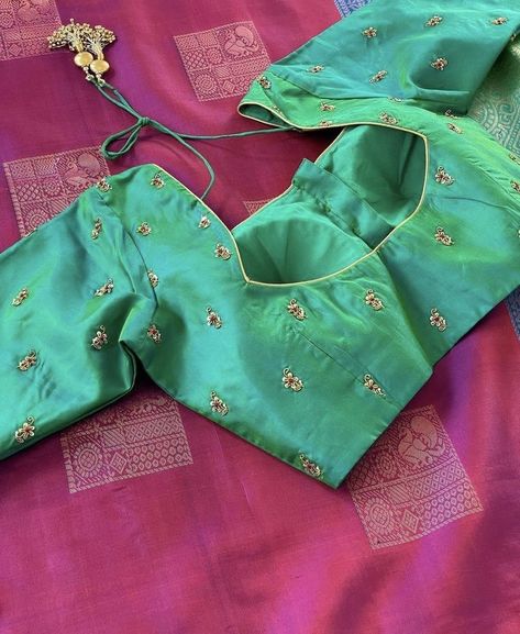 Simple Aari Butta Designs, Buties Work Blouse, Lace Blouse Design, Patch Work Blouse Designs, Boat Neck Blouse Design, Latest Blouse Designs Pattern, Aari Blouse, Simple Work, Latest Model Blouse Designs