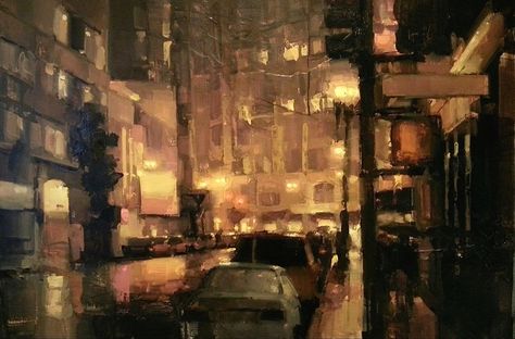 James Kroner Color Of Night, Contemporary Realism, Street Painting, Night Sky Wallpaper, City Painting, Cityscape Art, Eclectic Art, Kai Fine Art, Great Paintings