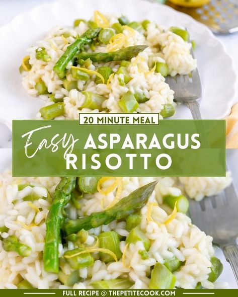 Rice And Asparagus Recipe, The Best Asparagus, Best Asparagus, Vegetarian Risotto, Risotto Recipes Easy, Asparagus Risotto, Vegan Risotto, Veggie Main Dishes, Parmesan Asparagus