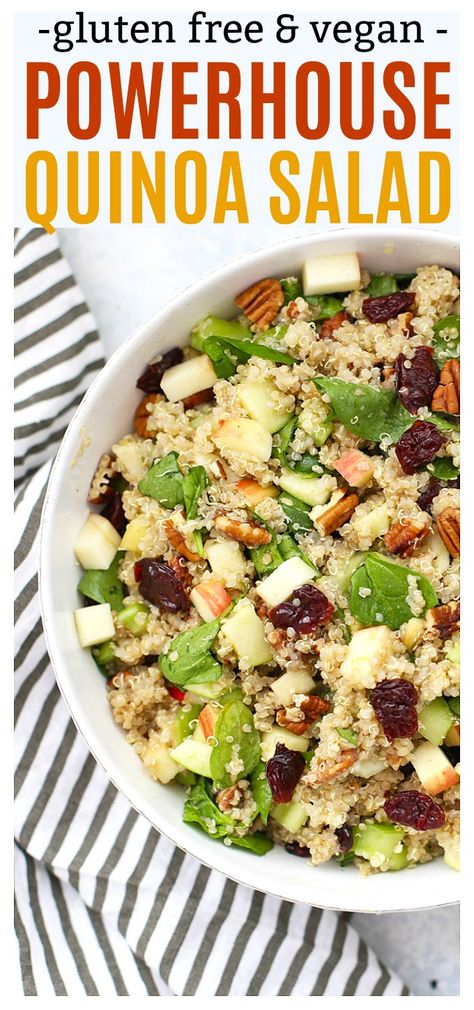 Fall Quinoa Salad, Fall Quinoa, Salad Fall, Lunch Quinoa, Salad Winter, Cranberry Quinoa, Salad Apple, Cranberry Quinoa Salad, Salad Vegetarian