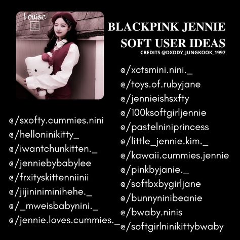 Black Pink Username Ideas, Jisoo Bio Ideas, Rosé Username Ideas, Blackpink Bio Ideas Instagram, Blackpink Nicknames, Jisoo Username Ideas, Blackpink Bio Ideas, Soft Username Ideas, Jennie Username Ideas