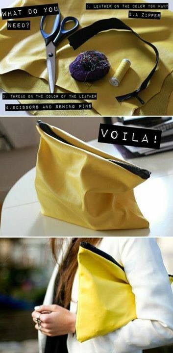 Can't wait to try this! Make A Purse, Yellow Clutch, Sac Diy, Diy Clutch, Mode Tips, Diy Vetement, Costura Diy, Do It Yourself Crafts, Creation Couture