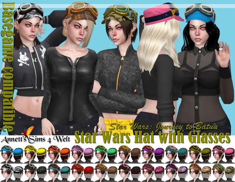 Sims 4 Star Wars Cc, Sims 4 Punk, Maxis Match Clothing, Hat With Glasses, Sims 4 Star Wars, Star Wars Hat, Sims 4 Dump, Sims 4 Accessories Cc, Sims 4 Cc Accessories