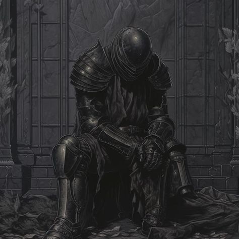 Man In Armor, Dark Fantasy Artwork, Arte Peculiar, Dark Souls Art, Knight Art, Dark Art Illustrations, Soul Art, Fantasy Aesthetic, Medieval Art