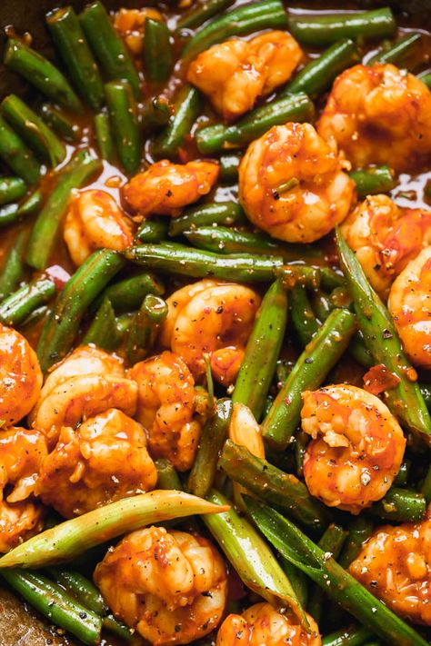 Hunan Shrimp - Cooking for Keeps Hunan Shrimp, Hunan Shrimp Recipe, Hot And Spicy Shrimp, Easy Peanut Chicken, Easy Asian Dishes, Shrimp Cooking, Shrimp And Green Beans, Pescatarian Lifestyle, Chili Bean