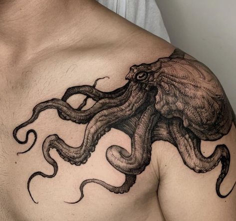 Small Octopus Tattoo, Tentacle Tattoo, Darkside Tattoo, Kraken Tattoo, Octopus Tattoo Design, Octopus Tattoos, Bone Tattoos, Inspiration Tattoo, Tattoos Geometric