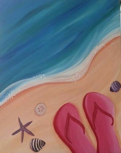 Uncorked Creations painting class Felted Seascapes, Summer Painting Ideas Easy, Zimmer Aesthetic, Cute Easy Paintings, Surf Painting, Beach Paintings, Wine And Canvas, Paint Parties, Cool Pencil Drawings