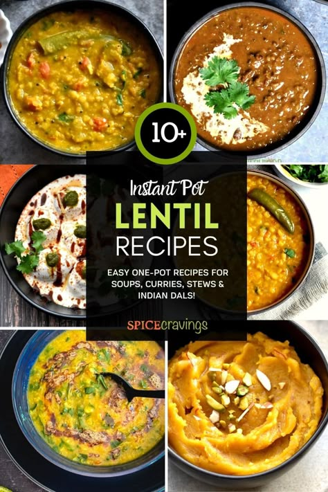 Collection of easy Instant Pot Lentil Recipes that turn your dried lentils into healthy, delicious and budget-friendly vegetarian meals. #instantpotrecipes #lentils #dal Recipes Using Beans And Lentils, Instant Pot Lentil Recipes, Instant Pot Lentils, Aloo Gobi Recipe, Lentils Instant Pot, Recipes Using Beans, Punjabi Chole, Lentil Recipes Easy, Lentil Recipe