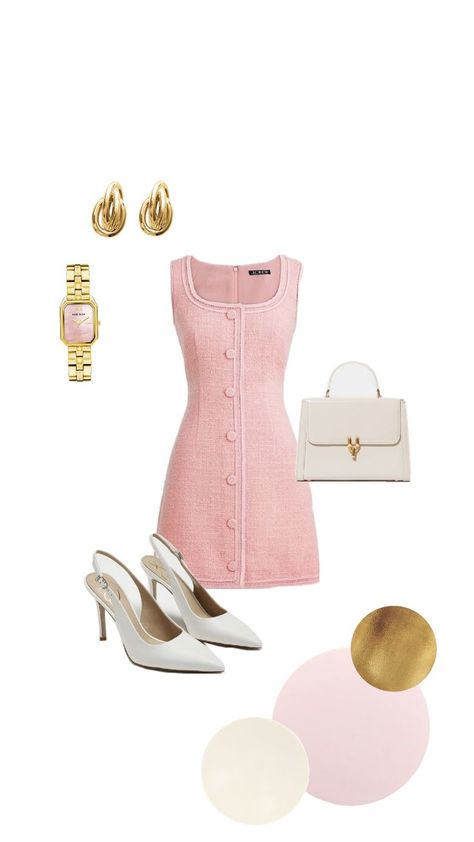 dress, outfit, pink, oldmoney Rich Outfits Classy, Church Dress Outfit, Elegant Outfit Dress, Rich Girl Outfits, Rich Outfits, Outfit Polyvore, Elegant Outfit Classy, White Chic, Expensive Clothes