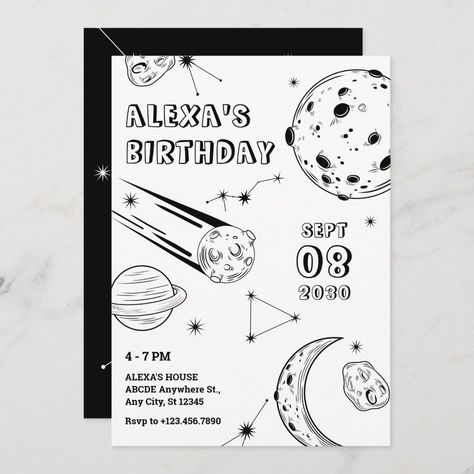 Moon Birthday Invitation, Moon Birthday, Astrology Moon, Invitation Zazzle, Birthday Invitations, Astrology, Moon, Created By, Black And White