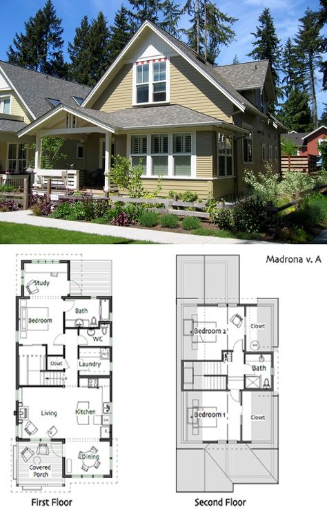 Ross Chapin Architects - Madrona House :: 1548 sq. ft. Small House 5 Bedrooms, Ross Chapin House Plans, Modern Cottage Plans, Shingle Cottage, Ross Chapin, Cottage Plans, Small House Layout, Small Cottages, Sims House Plans