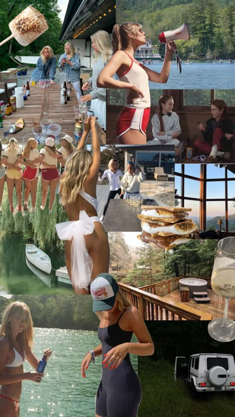 #moodboard #myfirstshuffle #camp #bachelorette #aesthetic ￼ Bachelorette Party Lake Weekend, Diy Bead Bracelets, Tahoe Bachelorette, Bachelorette Party Lake, Fall Bachelorette, Bachelorette Aesthetic, Glamping Bachelorette Party, House On The Lake, Summer Bachelorette Party