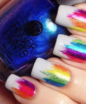 Rainbow Nails: Winning Streak                                                                                                                                                                                 More Rainbow Nails Design, Rainbow Nail Art, Metallic Nail Art, Best Nail Art Designs, Rainbow Nails, Acrylic Nail Art, Cute Nail Art, Beautiful Nail Art, Cute Nail Designs