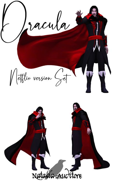 Sims 4 Castlevania, Sims4 Supernatural Cc, Castlevania Sims 4 Cc, Sims 4 Vampire Clothes, Body Turnaround, Dracula Castlevania, Vampire Dress, Vampire Clothes, King Outfit