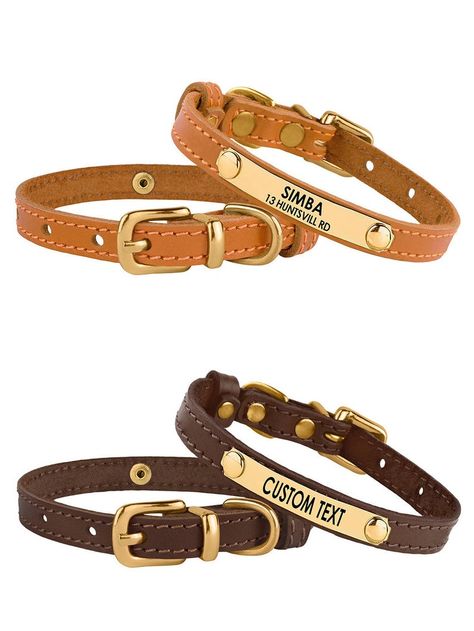 Unique Cat Collar, Luxury Cat Collar, Leather Cat Collar, Cat Collar Aesthetic, Cats Supplies, Collar Ideas, Collar With Bell, Engraved Dog Collar, Luxury Dog Collars