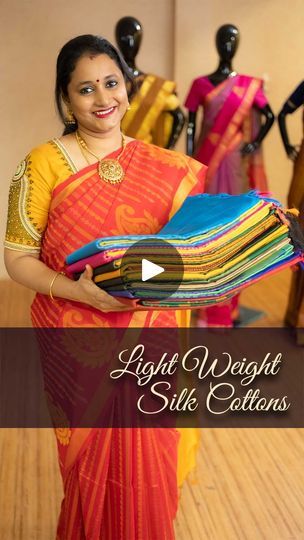 Light Weight Silk cottons | Prashanti | Order online @ https://www.prashantisarees.in/collections/light-weight-silk-cotton-sarees/availability_in-stock

Prashanti sarees is a trailblazer in... | By Prashanti | Hello all, welcome to
Prashanti. This is Brinda. Light weight silk cottons by
Prashanti is a very unique range of silk cottons
collections. These sarees are slightly different from the
traditional silkcottonsarees. Very very lightweight with
modern and contemporary designs that suits the younger
generation. These sarees are a mix of pure silk by cotton. All
these sarees carry 60% pure silk and 40% cotton. Very
lightweight gives a comfort drape carries the richness of
silk and the comfort of cotton when you drape these sarees.
All the sarees that I am going to show you today are pure Light Weight Silk Sarees, Cotton Saree Look Modern, Pure Cotton Sarees, Blue Combination, Cotton Sarees Online, Silk Cotton Sarees, Contemporary Designs, Cotton Sarees, Saree Look