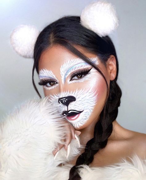 Bear Nose Makeup, Polar Bear Makeup, Diy Halloween Girls, Bear Face Paint, Carnaval Makeup, Kitty Face Paint, Paul Mitchell Hair Products, Fox Makeup, Bear Makeup